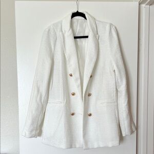 SHEIN White Textured Double-Breasted Blazer